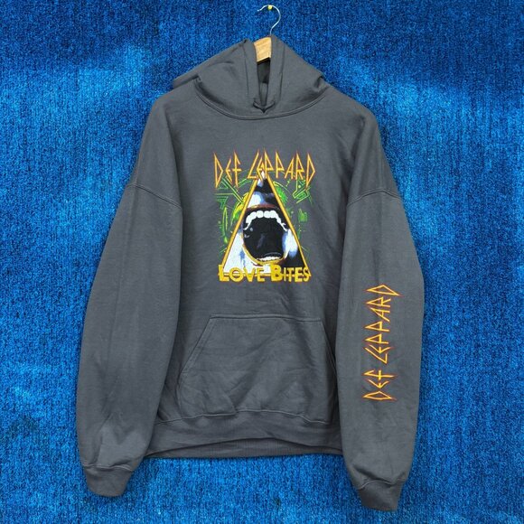 Def Leppard “Love Bites” Tour Rock Band Graphic Hoodie Size Large - Picture 1 of 4